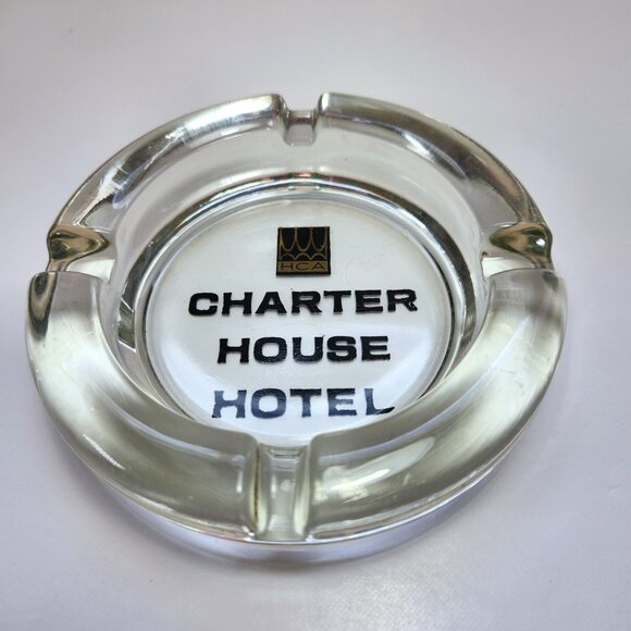 Vintage Ashtray Charter House Hotel Clear Thick Glass Collectible Advert… - Picture 1 of 6